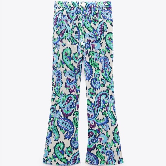 ZARA PRINTED FLARE PANTS - Picture 4 of 7